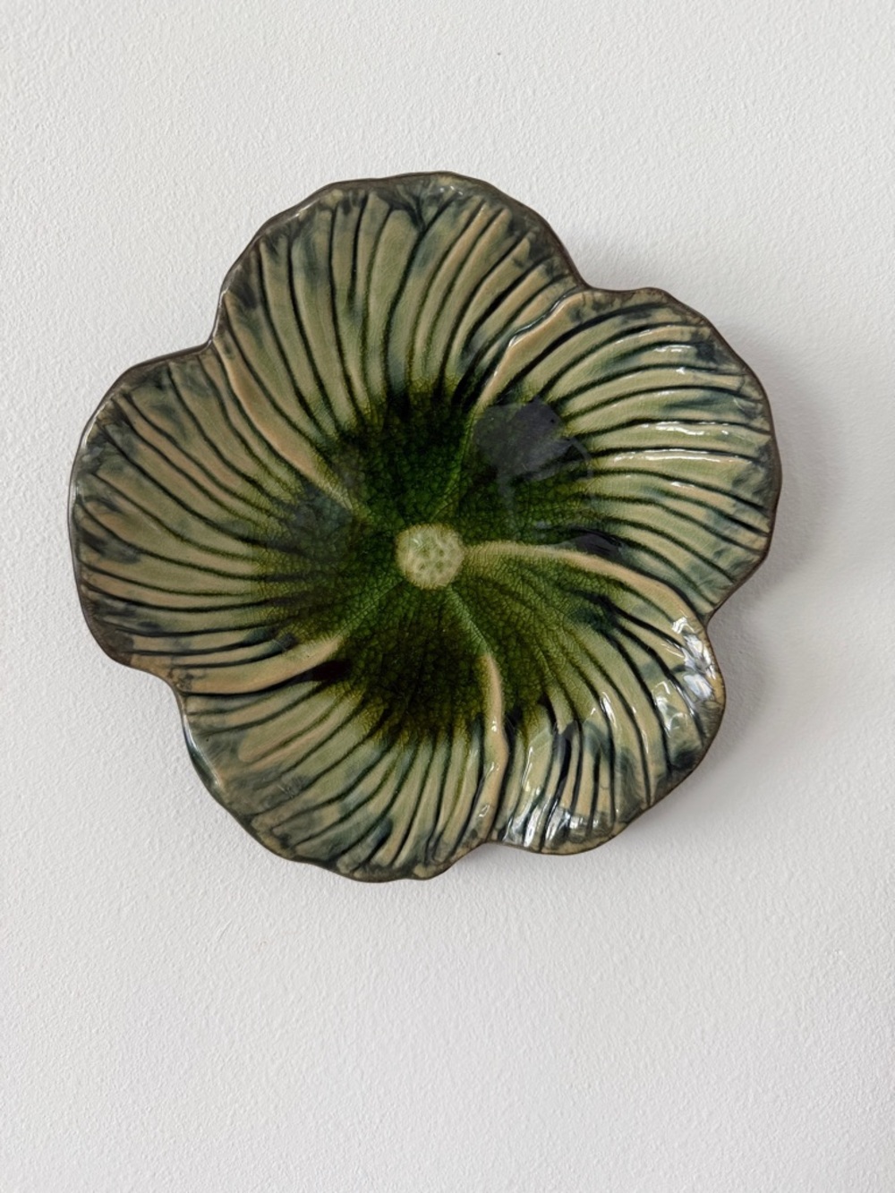 Handcrafted Green Floral Ceramic Wall Art
